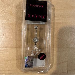 Authentic Playboy Bunny Rhinestone Silver Belly Ring Piercing New w/ Hologram